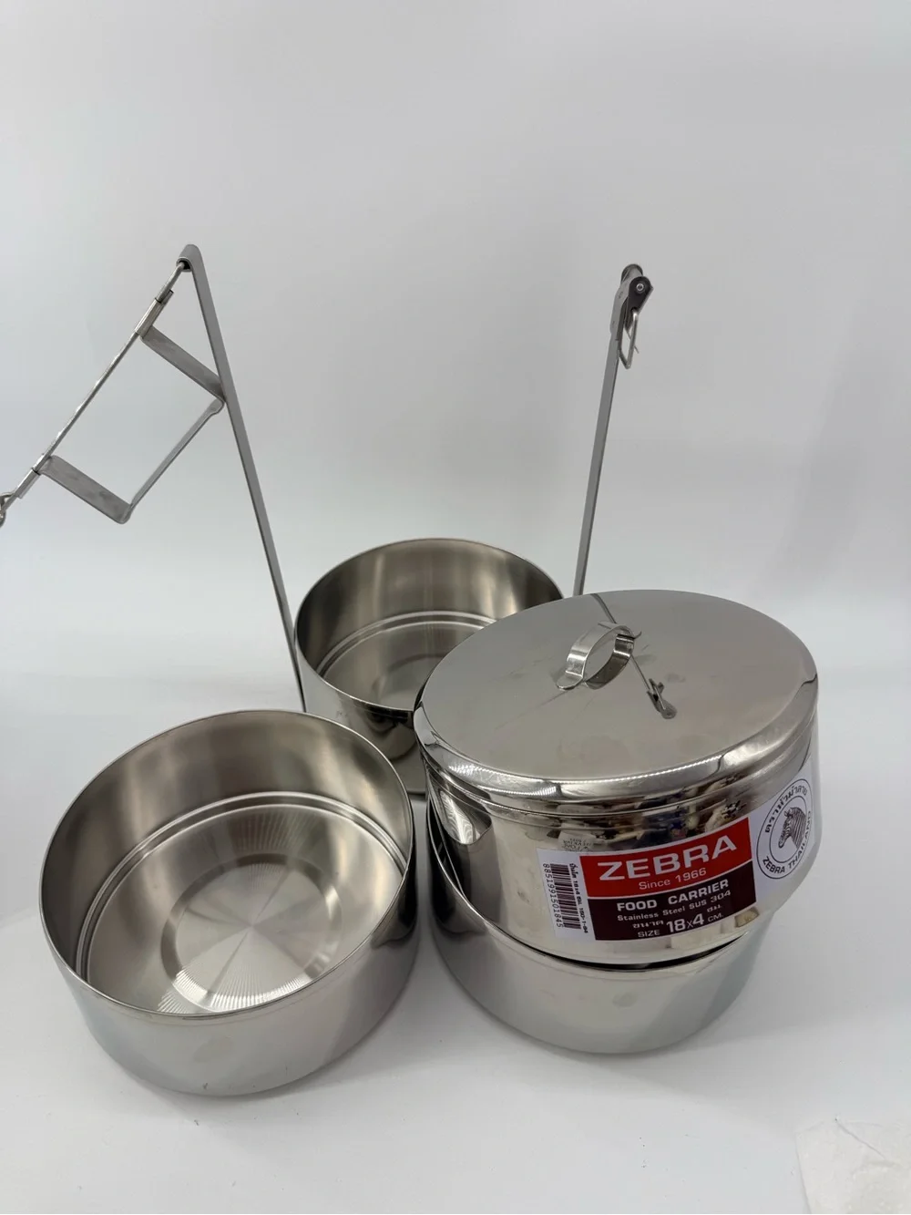 Zebra Stainless Steel 4-Tier Food Carrier - Silver
